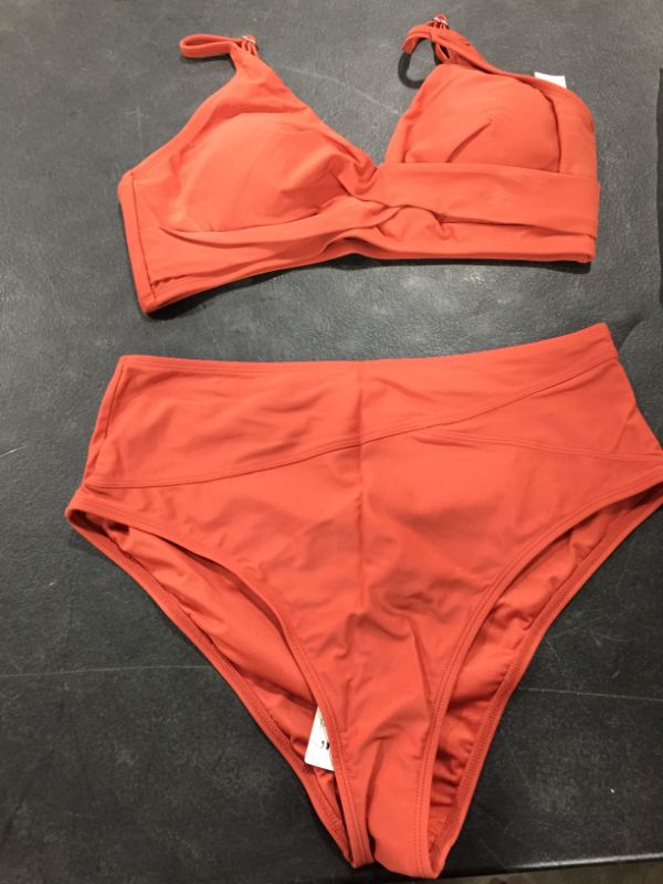 Photo 1 of CUPSHE Women's Red Twist High Waist V Neck Bikini Set size XL

