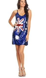 Photo 1 of Anna-Kaci Womens Australian Flag Bodycon Spaghetti Strap Sleeveless Sequin Dress
SIZE S