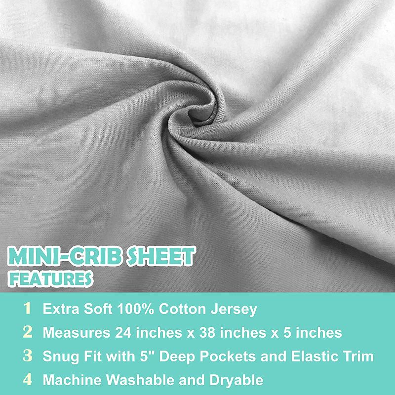 Photo 1 of American Baby Company 100% Natural Cotton Value Jersey Knit Fitted Portable/Mini-Crib Sheet, Gray, Soft Breathable, for Boys and Girls,
