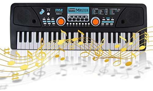 Photo 1 of Digital Electronic Musical Keyboard - Kids Learning Keyboard 49 Keys Portable Electric Piano w/ Drum Pad, Recording, Rechargeable Battery, Microphone - Pyle PKBRD4112 Black
