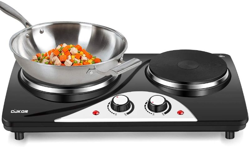 Photo 1 of CUKOR Electric Hot Plate, 1800W Countertop Burner, Dual Electric Burner, Portable Double Burner for Cooking
