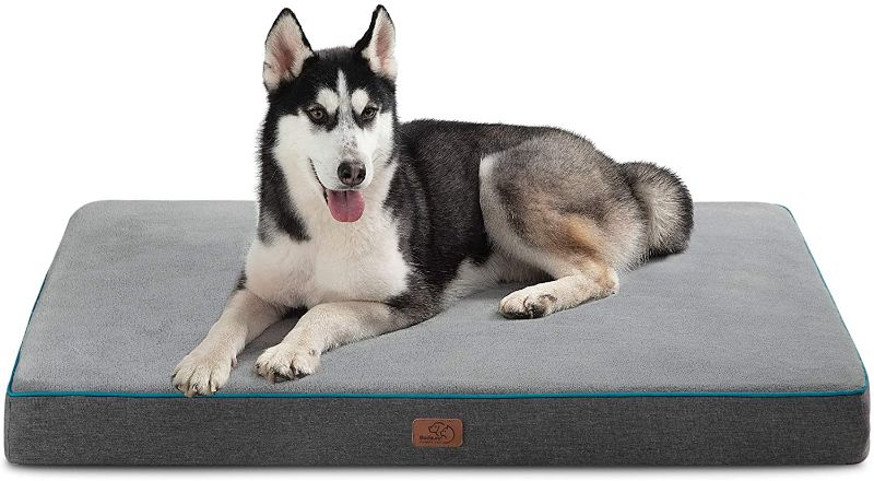 Photo 1 of Bedsure Large Memory Foam Orthopedic Dog Bed - Washable Dog Bed Pillow for Crate with Removable Cover and Waterproof Liner - Plush Flannel Fleece Top Pet Bed with Nonskid Bottom for Medium Sized Dogs