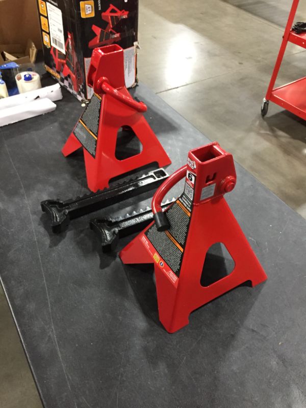 Photo 3 of BIG RED T46202 Torin Steel Jack Stands: 6 Ton (12,000 lb) Capacity, Red, 1 Pair