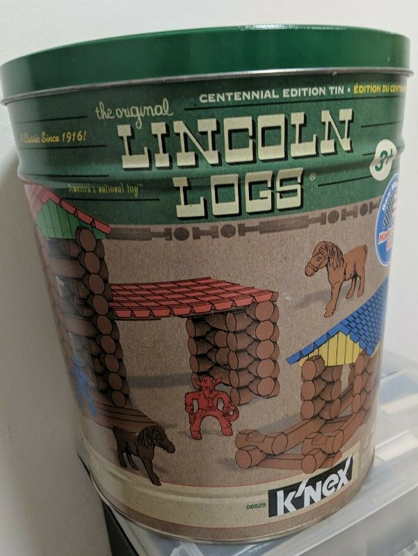 Photo 1 of LINCOLN LOGS-Centennial Edition Tin Exclusive 150+ Pieces Real Wood Ages 3+