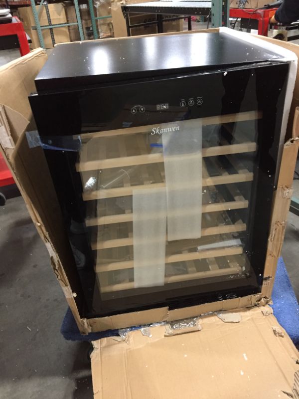 Photo 2 of 24 Inch Wine Cooler Beverage Refrigerator, SKANWEN 54 Bottle Storage Wine Fridge Constant Digital Temperature Control Built-in or Freestanding Compressor Wine Cellar Glass Door Stainless Steel Black/ONLY SELLING FOR PARTS!!!
