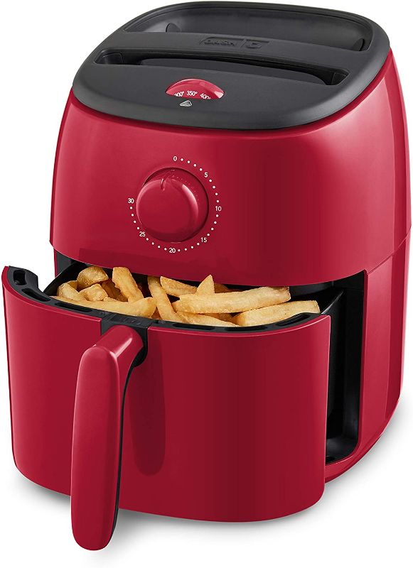 Photo 1 of DASH DCAF200GBRD02 Tasti Crisp Electric Air Fryer Oven Cooker with Temperature Control, Non-Stick Fry Basket, Recipe Guide + Auto Shut Off Feature, 1000-Watt, 2.6Qt, Red