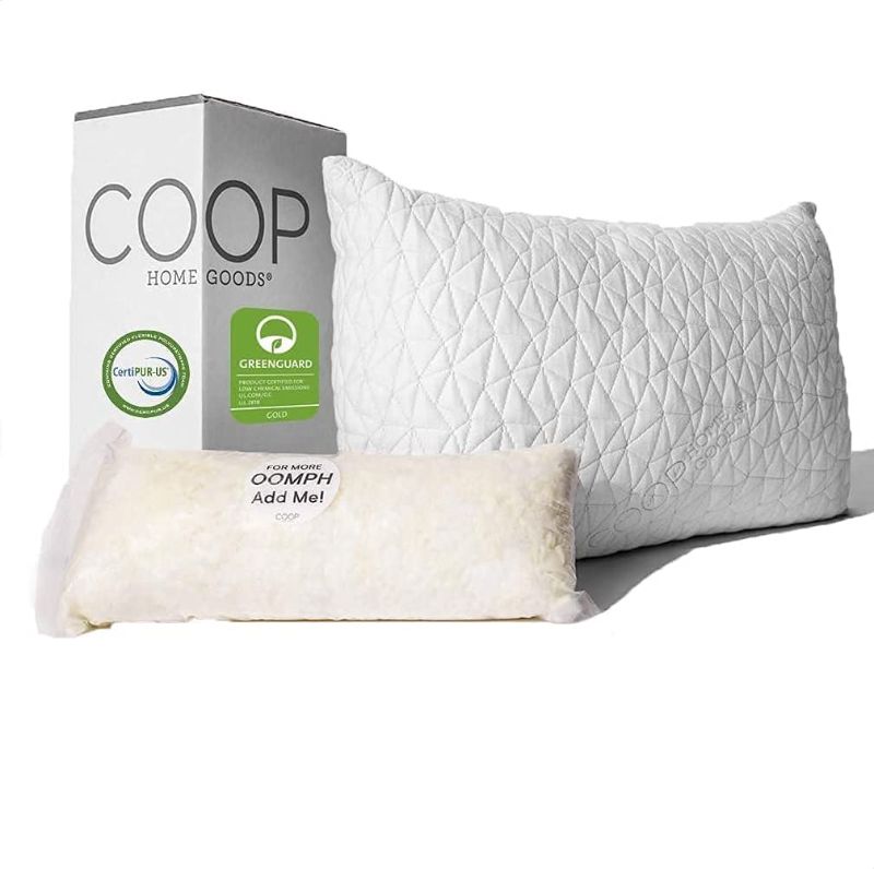 Photo 1 of Coop Home Goods Original Loft Pillow Queen Size Bed Pillows for Sleeping - Adjustable Cross Cut Memory Foam Pillows - Washable White Cover from Bamboo Rayon - CertiPUR-US/GREENGUARD Gold Certified