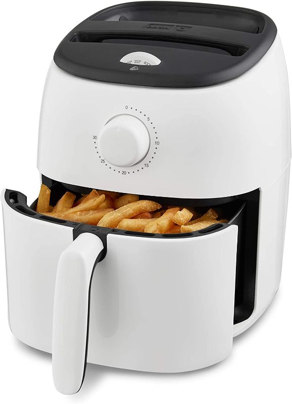 Photo 1 of DASH DCAF200GBWH02 Tasti Crisp Electric Air Fryer Oven Cooker with Temperature Control, Non-Stick Fry Basket, Recipe Guide + Auto Shut Off Feature, 1000-Watt, 2.6Qt, White