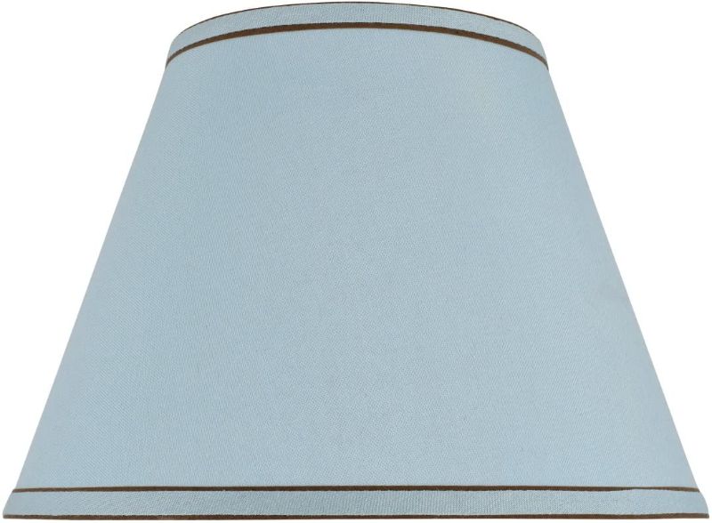 Photo 1 of Aspen Creative 32183 Transitional Hardback Empire Shape Spider Construction Lamp Shade in Light Blue, 13" wide (7" x 13" x 9 1/2")