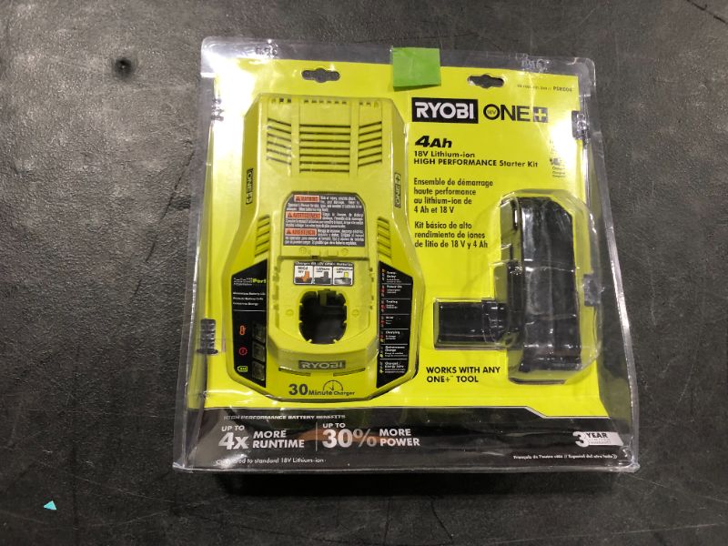 Photo 2 of RYOBI ONE+ 18V HIGH PERFORMANCE Lithium-Ion 4.0 Ah Battery and Charger Starter Kit
