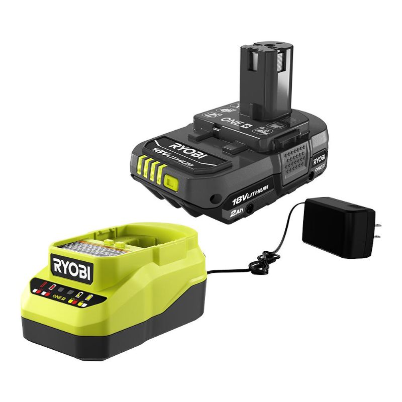 Photo 1 of RYOBI ONE+ 18V Lithium-Ion 2.0 Ah Compact Battery and Charger Starter Kit
