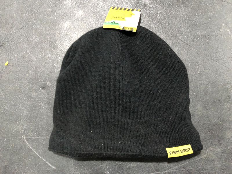 Photo 2 of FIRM GRIP Men's Black Knit Fleece Lined Beanie Hat