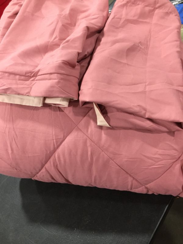 Photo 3 of downluxe Lightweight Solid Comforter Set (Queen) with 2 Pillow Shams - 3-Piece Set - Pink and Grey - Down Alternative Reversible Comforter
