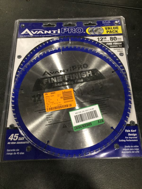 Photo 2 of Avanti Pro 12 in. X 80-Tooth Fine Finish Circular Saw Blade (2-Pack), Brand new op
