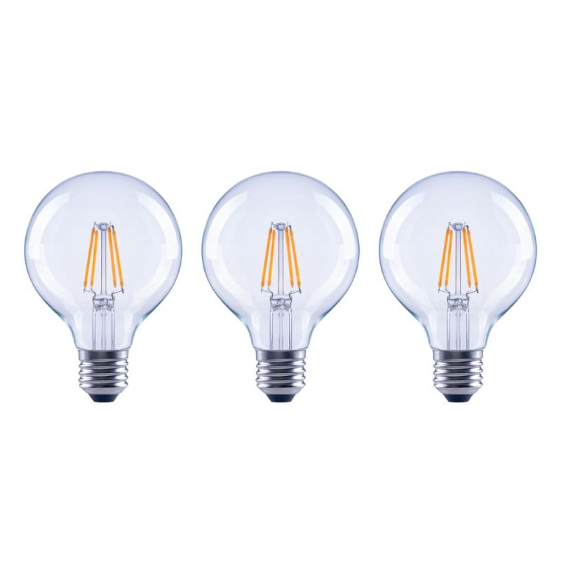 Photo 1 of EcoSmart 60-Watt Equivalent G25 Globe Dimmable ENERGY STAR Clear Glass Filament LED Vintage Edison Light Bulb Soft White (3-Pack)

