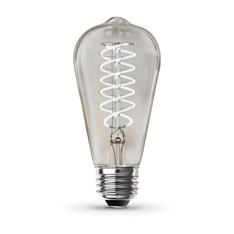 Photo 1 of Feit Electric 60-Watt Equivalent ST19 Dimmable Spiral Filament Clear Glass E26 Vintage Edison LED Light Bulb, Daylight
