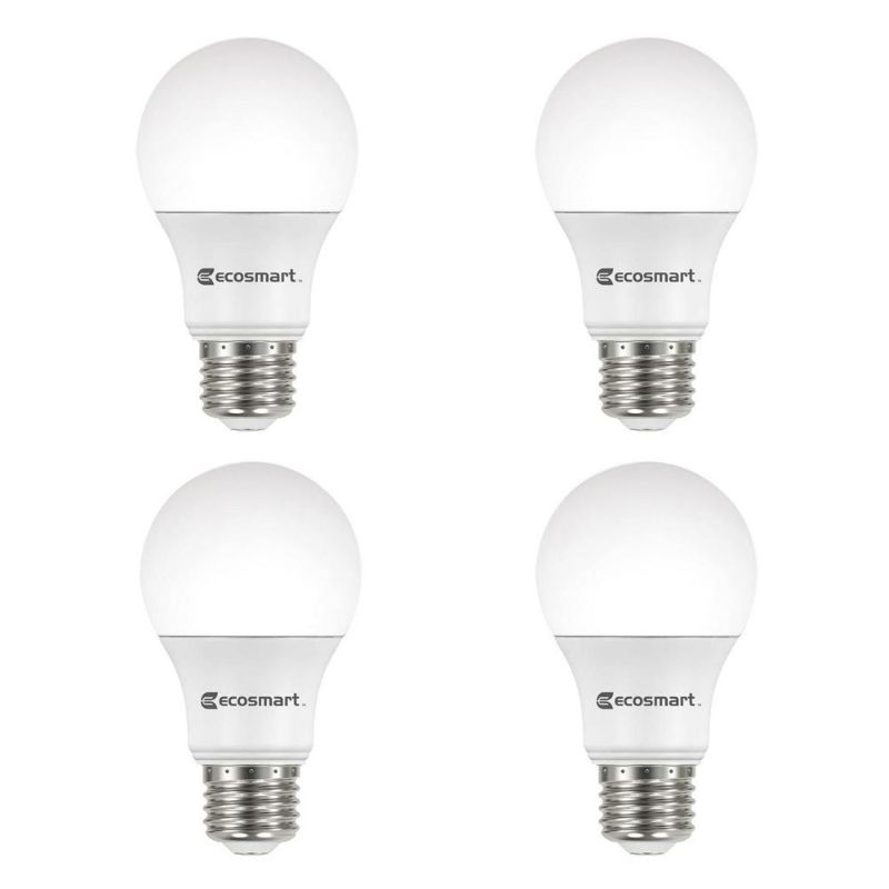 Photo 1 of EcoSmart 60-Watt Equivalent A19 Dimmable Energy Star LED Light Bulb Soft White (4-Pack), ONLY HAS 3 BULBS 