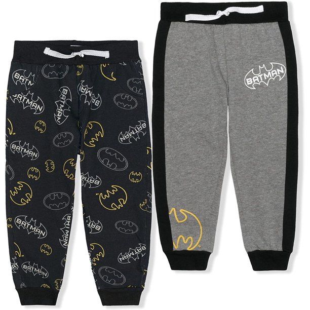 Photo 1 of BATMAN Warner Bros Boys Jogger Pants Set, Athletic Sweatpants Print, Black/Grey, Size 7
