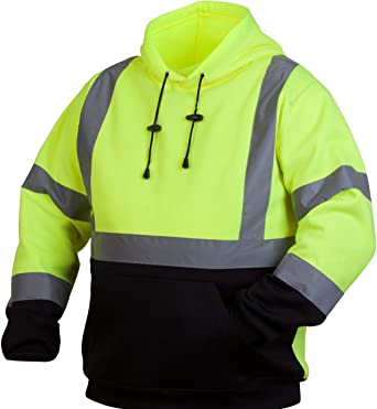 Photo 1 of Pyramex Hi-Vis Lime SAFETY Pullover Sweatshirt with Black Bottom (XL)
