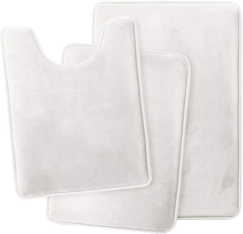 Photo 1 of Clara Clark Bathroom Rugs, Ultra Soft Non Slip and Cozy, Velvet Memory Foam Bath Mat, 3 Piece Set.
