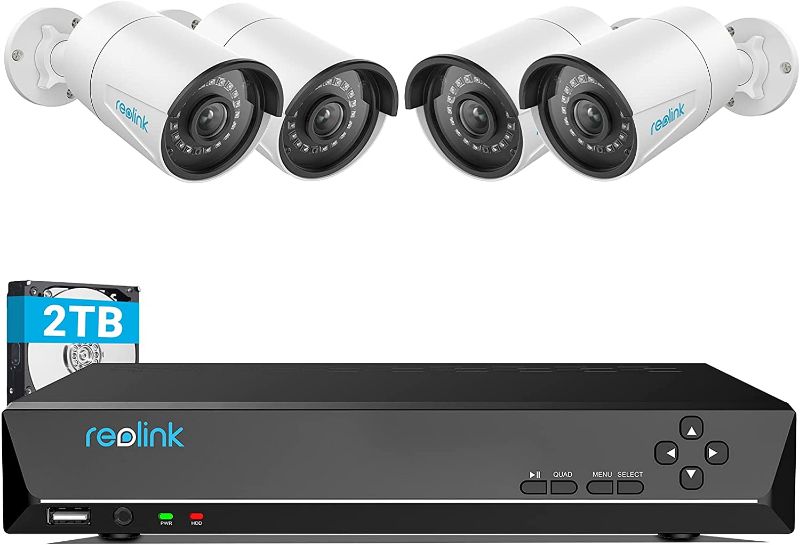 Photo 1 of REOLINK 4MP 8CH PoE Security Camera System, 4pcs Wired 1440P Security IP Camera for Indoor and Outdoor, 4K 8CH NVR with 2TB HDD for 24-7 Recording RLK8-410B4
