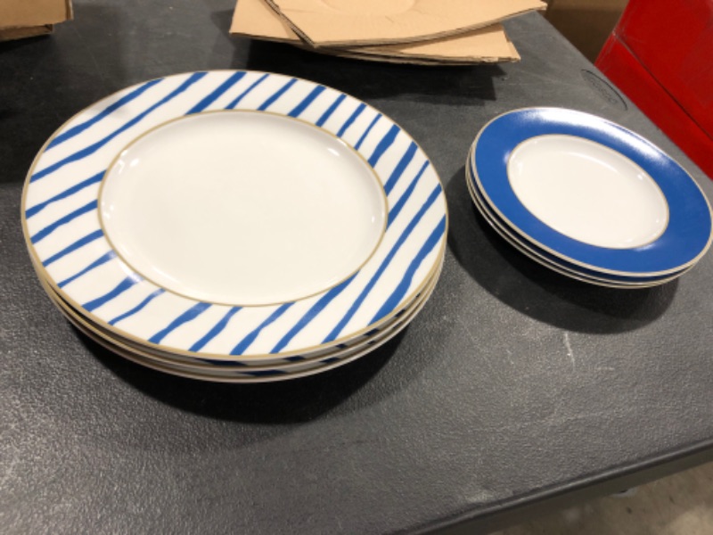 Photo 2 of  18-Piece Kitchen Dinnerware Set, Plates, Dishes, Bowls, Service for 6, Blue Accent

