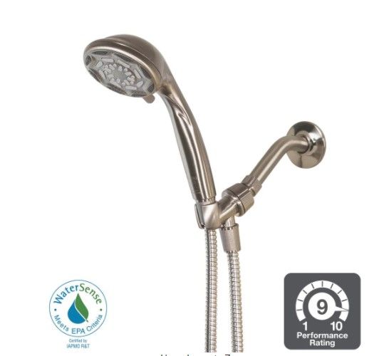 Photo 1 of 6-Spray 4 in. Wall Mount Handheld Shower Head in Brushed Nickel
