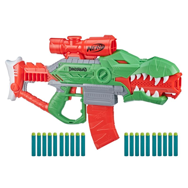 Photo 1 of Nerf DinoSquad Rex-Rampage Motorized Dart Blaster, 10-Dart Clip, 20 Nerf Darts
