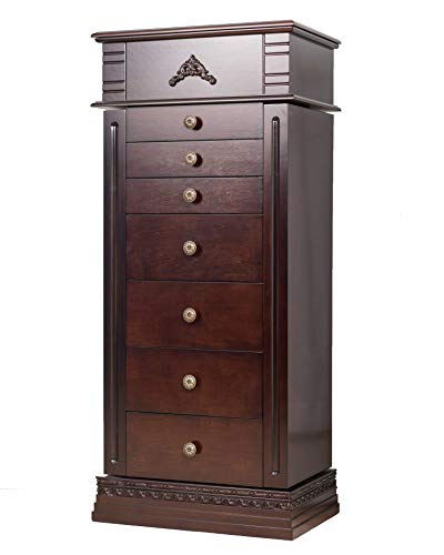 Photo 1 of Hives & Honey Stella Large Jewelry Armoire Cabinet Standing Storage Chest Necklace Organizer, 18-5/8" x 12-1/8" x 42-1/8", Dark Walnut
