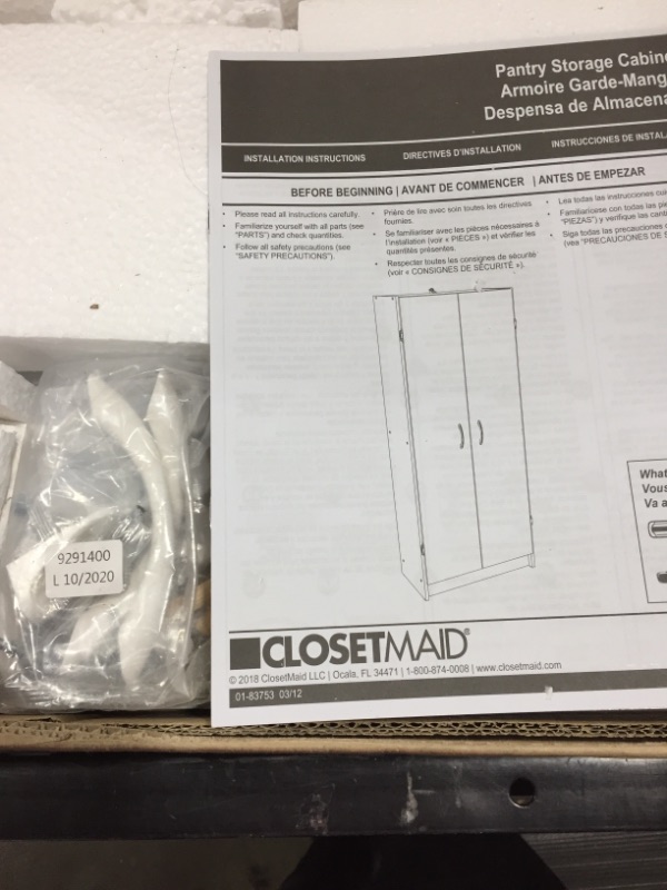 Photo 1 of ClosetMaid 8967 Pantry Cabinet, 24-Inch, White
