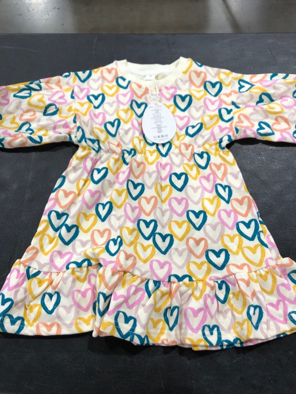 Photo 1 of MUD KINGDOM GIRL'S HEART PATTERN DRESS, MULTI-COLORED, SIZE 120.