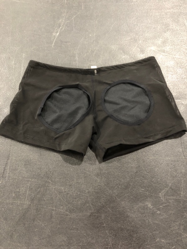 Photo 2 of WOMEN'S BLACK STRETCH CHEEKLESS SEXY SHORTS, SIZE XL.