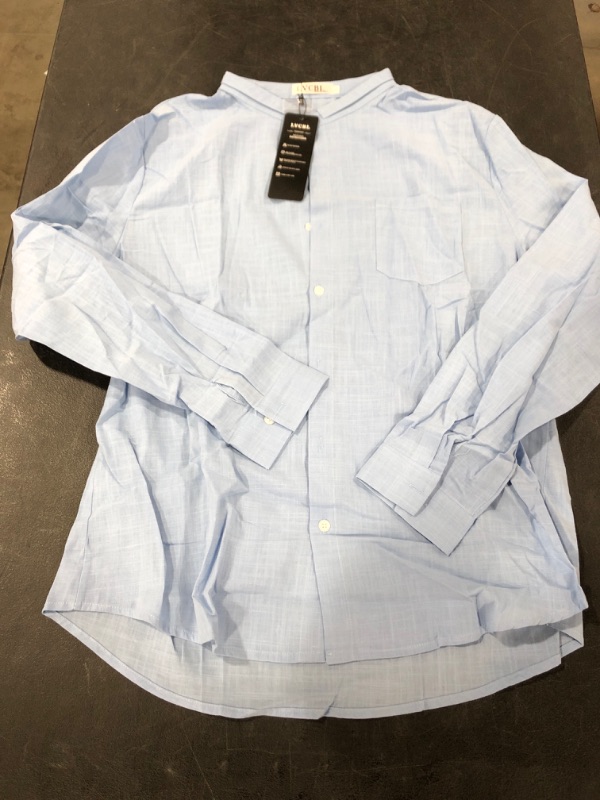 Photo 1 of MEN'S BUTTON DOWN LONG SLEEVE SHIRT, BLUE, SIZE LARGE.