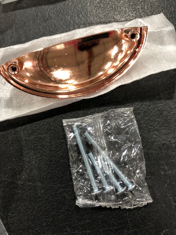 Photo 3 of DRAWER PULL HANDLES WITH HARDWARE, ROSE GOLD, LOT OF 5.