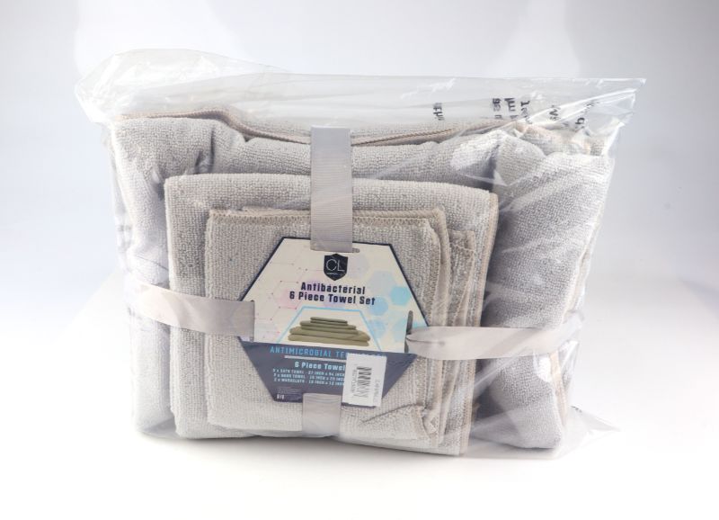 Photo 1 of  6 PIECE ANTIBACTERIAL TOWEL SET 2 BATH TOWELS 2 HAND TOWELS BAND 2 WASHCLOTHS NEW $30.00