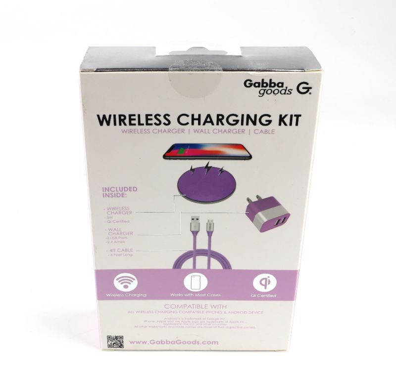 Photo 2 of WIRELESS CHARGING KIT 1 WIRELESS CHARGER 1 ALL BLOCK AND 1 4FT CABLE PURPLE  NEW $ 59.99