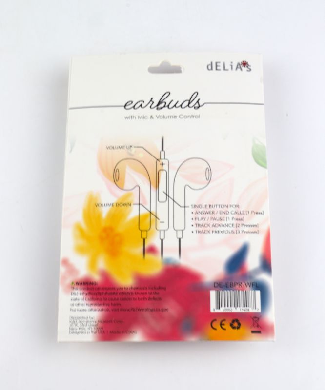 Photo 2 of DELIA FLORAL EARBUDS WITH MICROPHONE AND VOLUME CONTROL NEW $8