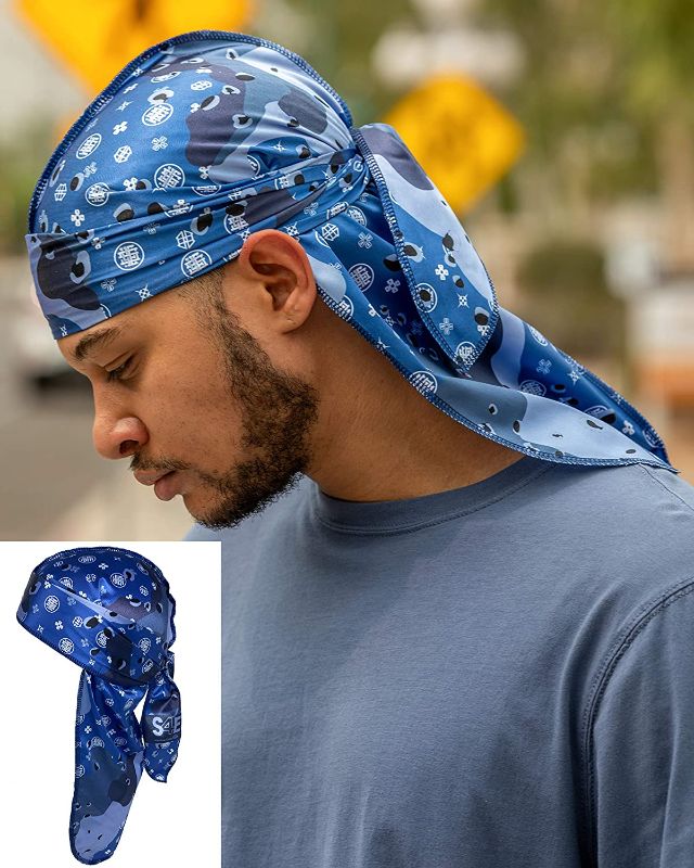 Photo 2 of BLUE CAMO  SATIN DURAG LIGHTWEIGHT 41” LONG 3” WIDE NEW $ 17.99