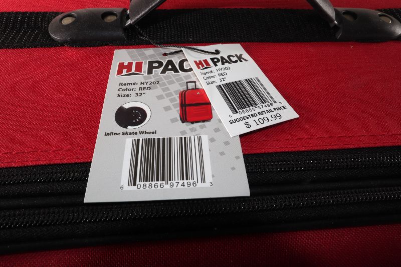 Photo 3 of HI PACK RED 32 INCH SUITCASE INLINE WHEEL EXPANDS AND A STRAP TO CLIP AROUND FRONT NEW $109.99