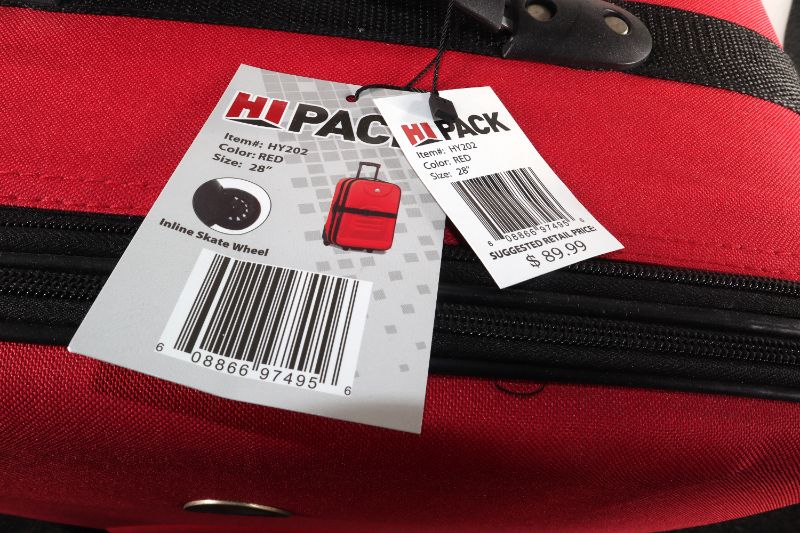 Photo 3 of  HI PACK RED 28 INCH SUITCASE INLINE WHEEL EXPANDS AND A STRAP TO CLIP AROUND FRONT NEW $189.99