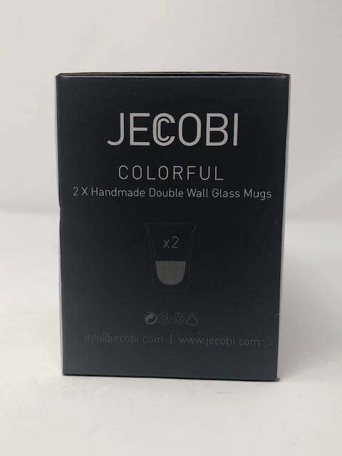 Photo 5 of JECOBI LUXURY COLORFUL 10 OZ DOUBLEWALL INSULATED GLASS SET OF 2 HOT OR COLD DISHWASHER MICROWAVE FREEZER SAFE LIGHT AND DURABLE NEW IN BOX  25