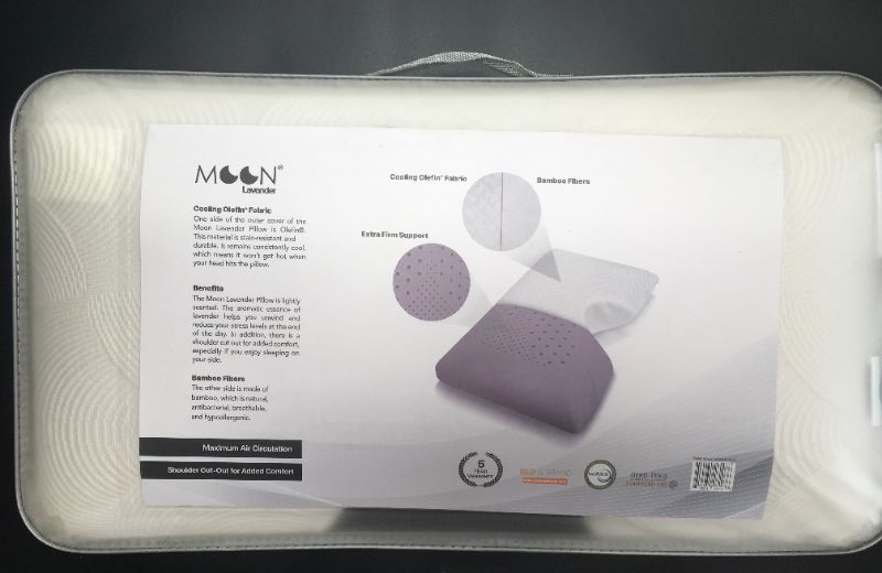 Photo 1 of MOON LAVENDER QUEEN PILLOW HYPOALLERGENIC ANTIBACTERIAL BAMBOO REDUCE STRESS LEVELS SHOULDER CUTOUT MEMORY FOAM MAXIMUM AIR CIRCULATION NEW $199.95