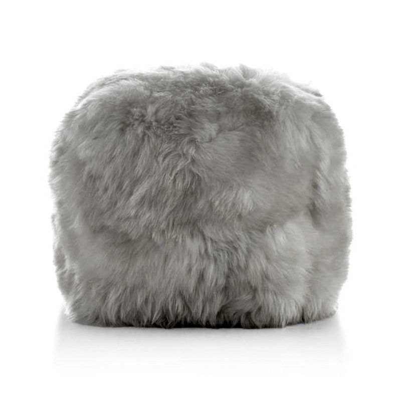 Photo 1 of UNLEMA FAUX FUR FOOT POUF GREY NEW $45