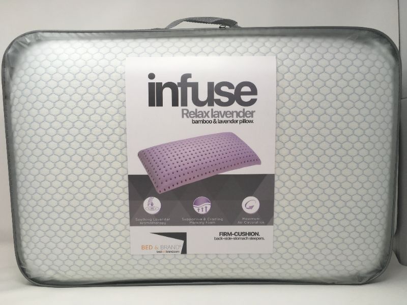 Photo 1 of LAVENDER INFUSE PILLOW ANTIBACTERIAL HYPOALLERGENIC BAMBOO MEMORY FOAM AIR CIRCULATION REDUCE STRESS LEVELS REMOVABLE CASING NEW $169.95