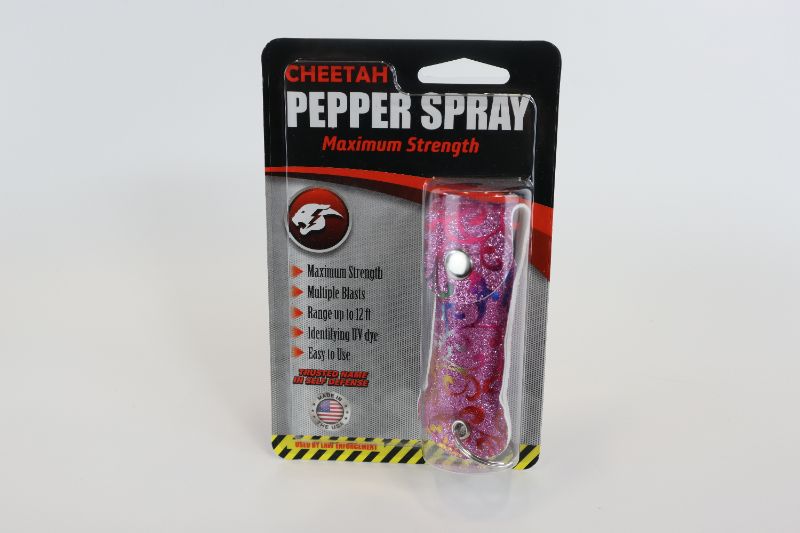 Photo 1 of CHEETAH BRAND PEPPER SPRAY WITH FLOWER RAINBOW PINK CARRYING CASE MAXIMUM STRENGTH NEW 