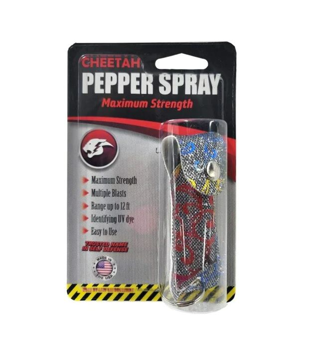 Photo 1 of CHEETAH BRAND PEPPER SPRAY WITH FLOWER SILVER RAINBOW CARRYING CASE MAXIMUM STRENGTH NEW 