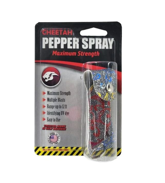 Photo 1 of CHEETAH BRAND PEPPER SPRAY WITH FLOWER SIVER RAINBOW CARRYING CASE MAXIMUM STRENGTH NEW 