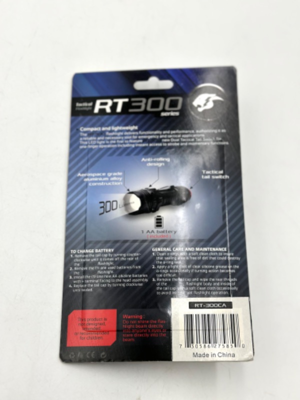 Photo 2 of RT300 COMPACT ULTRA BRIGHT TACTICAL FLASHLIGHT BATTERY POWERED NEW