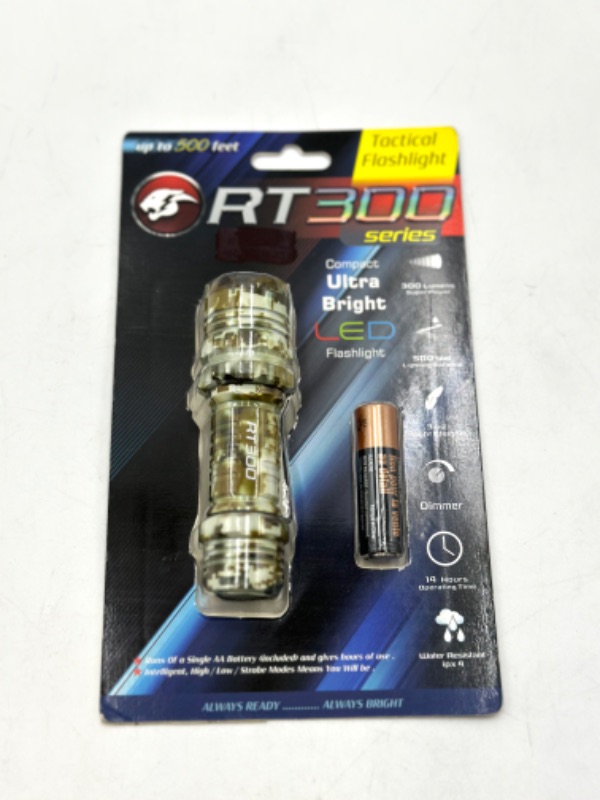 Photo 1 of RT300 COMPACT ULTRA BRIGHT TACTICAL FLASHLIGHT BATTERY POWERED NEW