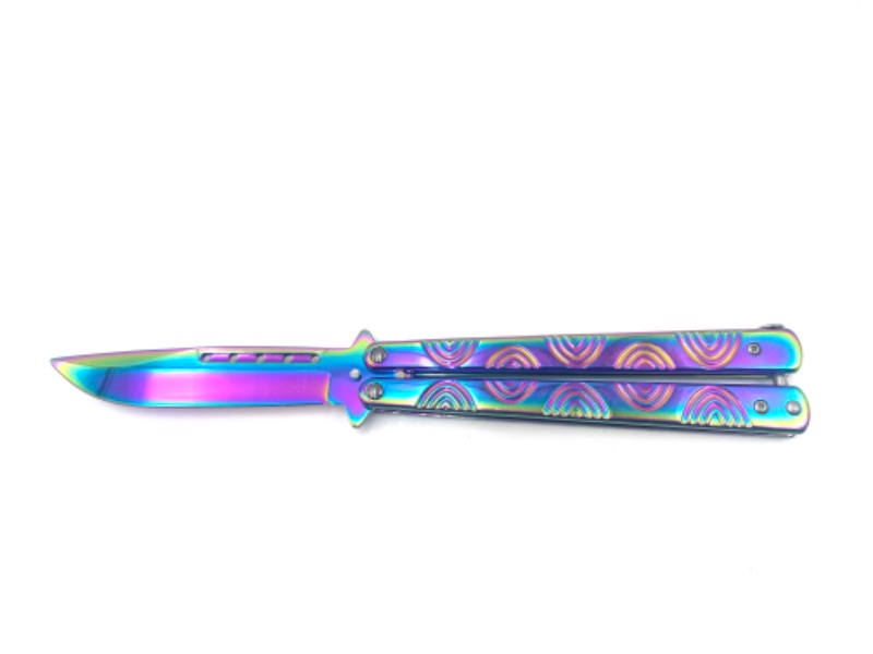 Photo 1 of OIL SLICK SWIRL 3D BUTTERFLY KNIFE NEW 